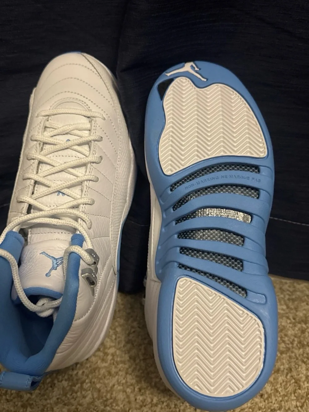 Jordan White and Light Blue High-Top Sneakers